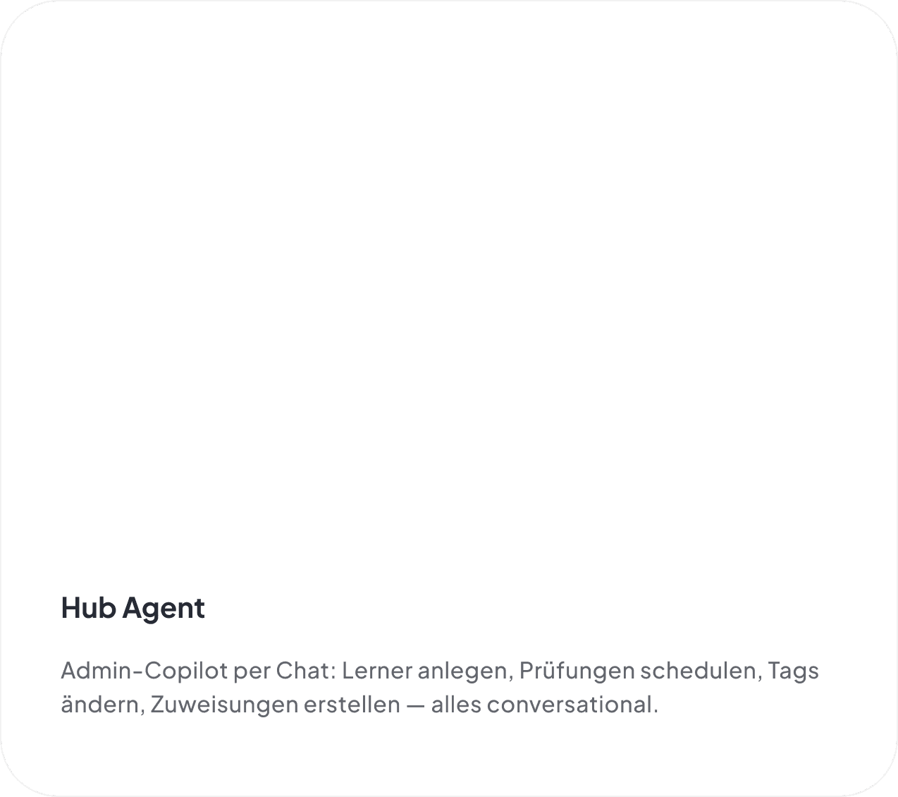 Hub Agent — Admin-Copilot per Chat zum Anlegen von Lernern, Tags und Zuweisungen