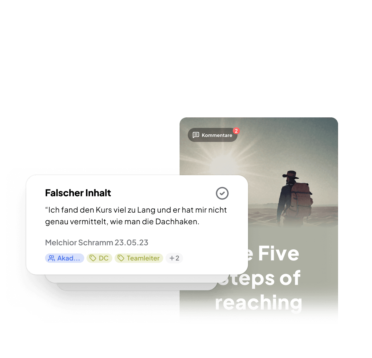 Modul mit Feedback-Badge und Kommentar-Panel